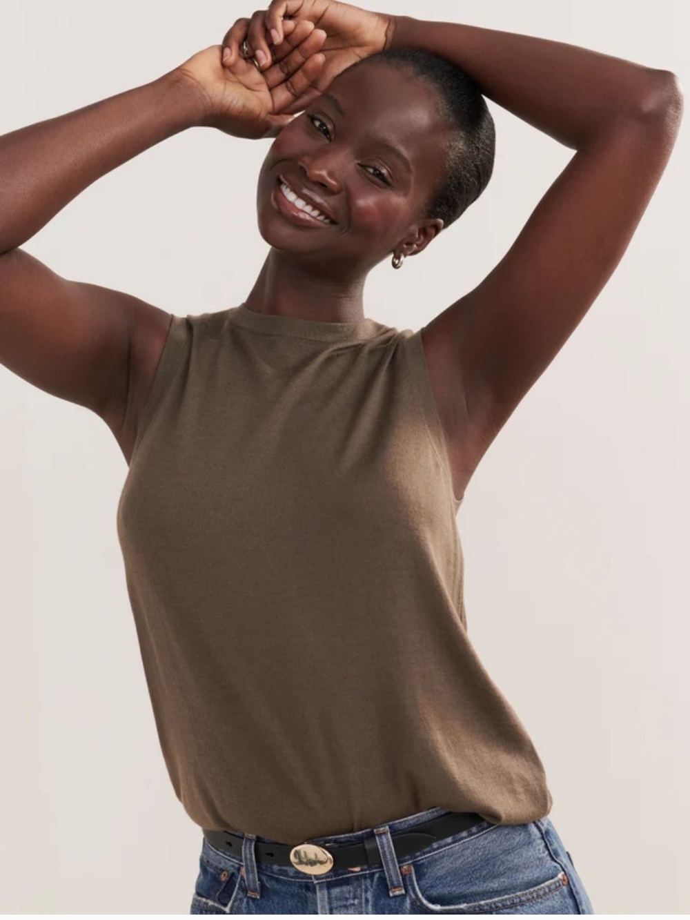 JENNI KAYNE Merino Tank in Greenstone L